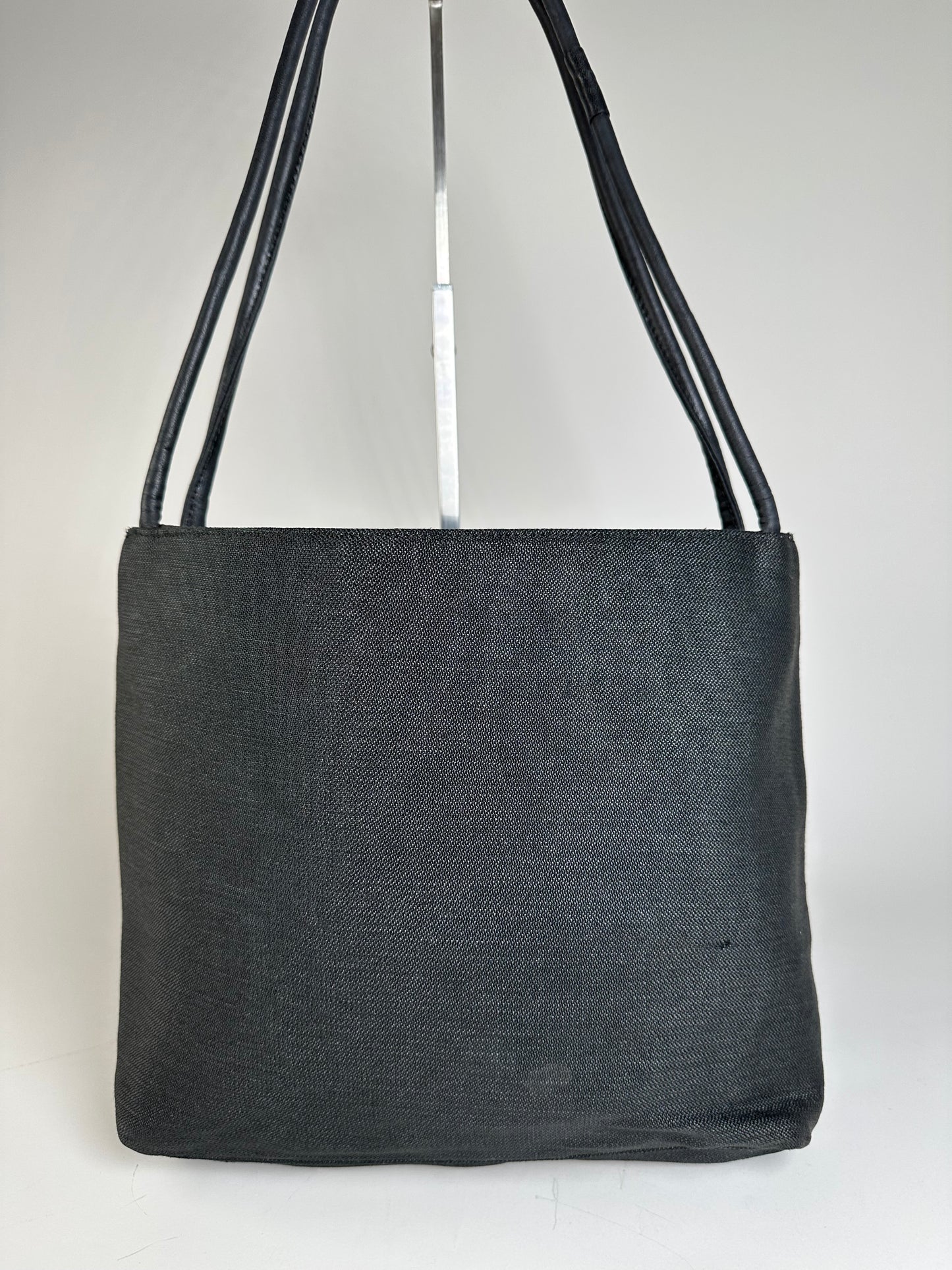 Vintage Gianni Versace Fabric Shoulder Bag Black Silver