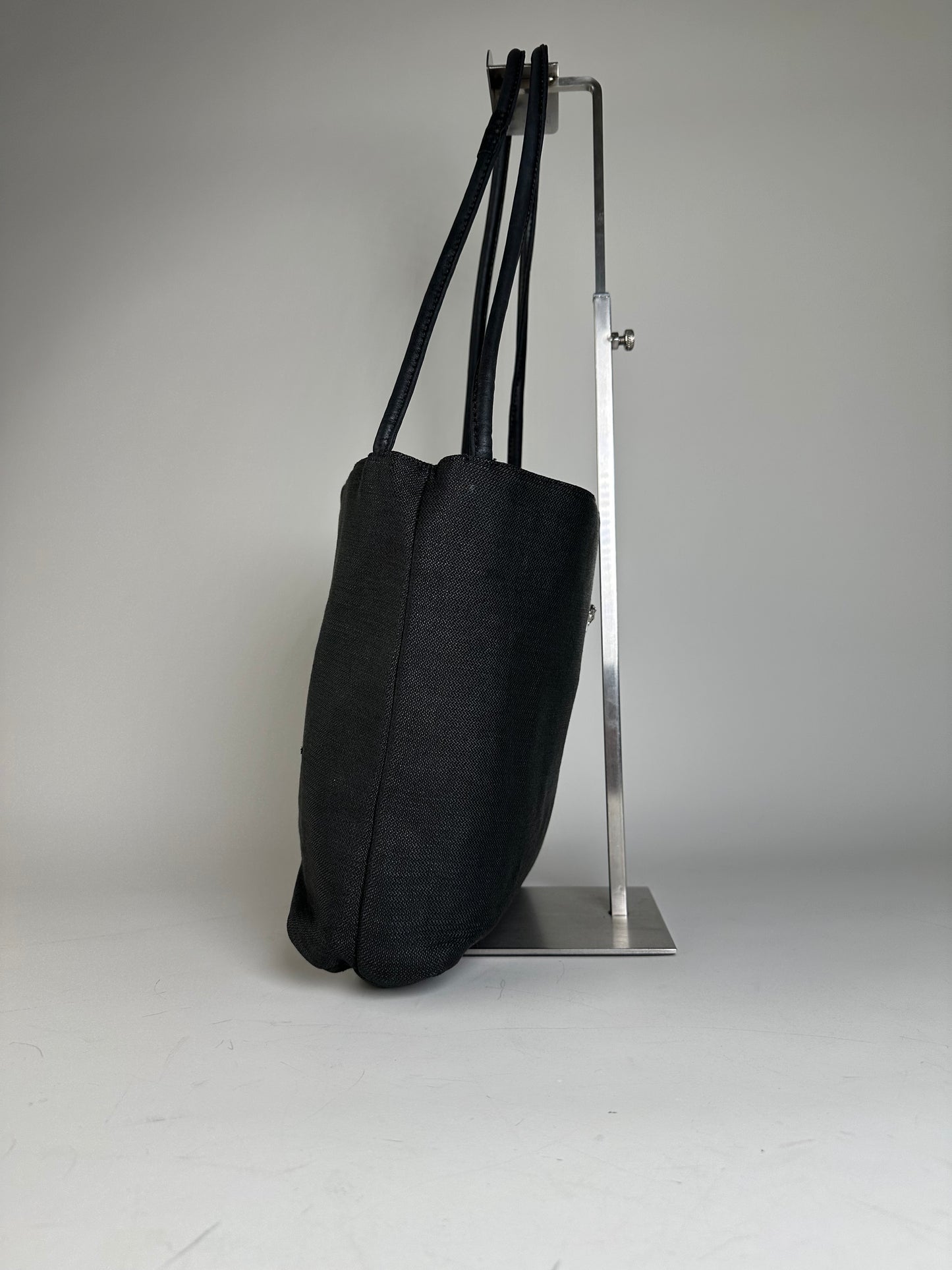Vintage Gianni Versace Fabric Shoulder Bag Black Silver
