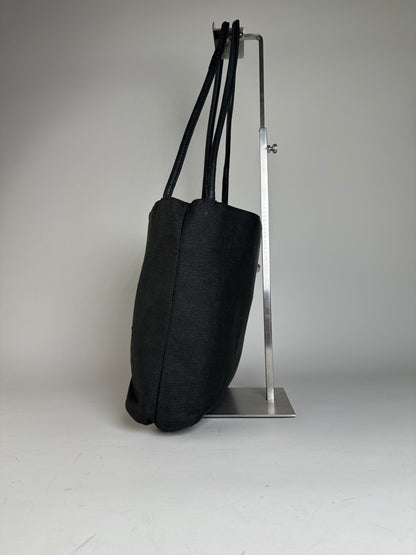 Vintage Gianni Versace Fabric Shoulder Bag Black Silver