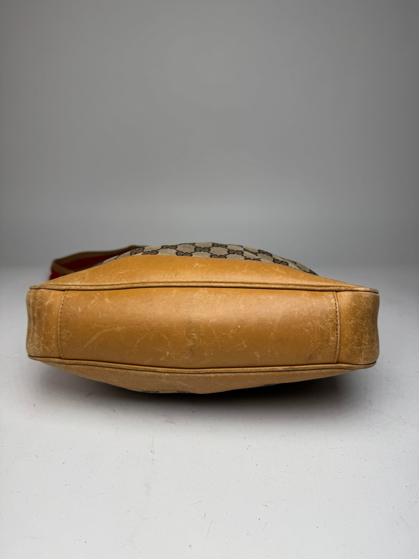 Vintage Gucci Monogram 2Way Bamboo Top Handle Bag Beige