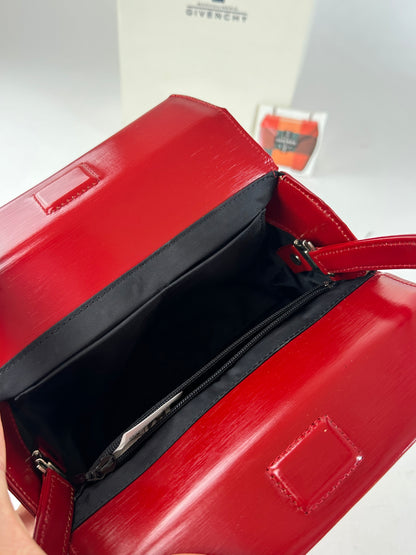 Vintage Givenchy Textured Leather Top Handle Handbag Red