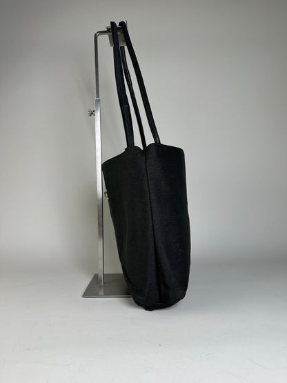 Vintage Gianni Versace Fabric Shoulder Bag Black Silver