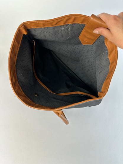 Vintage Yves Saint Laurent Canvas Leather Trim Tote Late 1990s Black Cognac