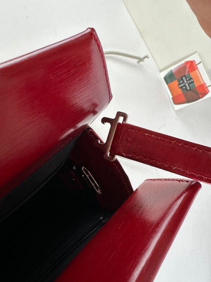 Vintage Givenchy Textured Leather Top Handle Handbag Red