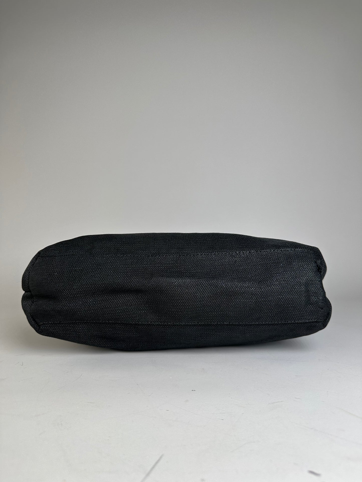 Vintage Gianni Versace Fabric Shoulder Bag Black Silver