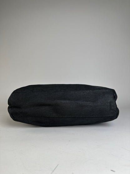 Vintage Gianni Versace Fabric Shoulder Bag Black Silver