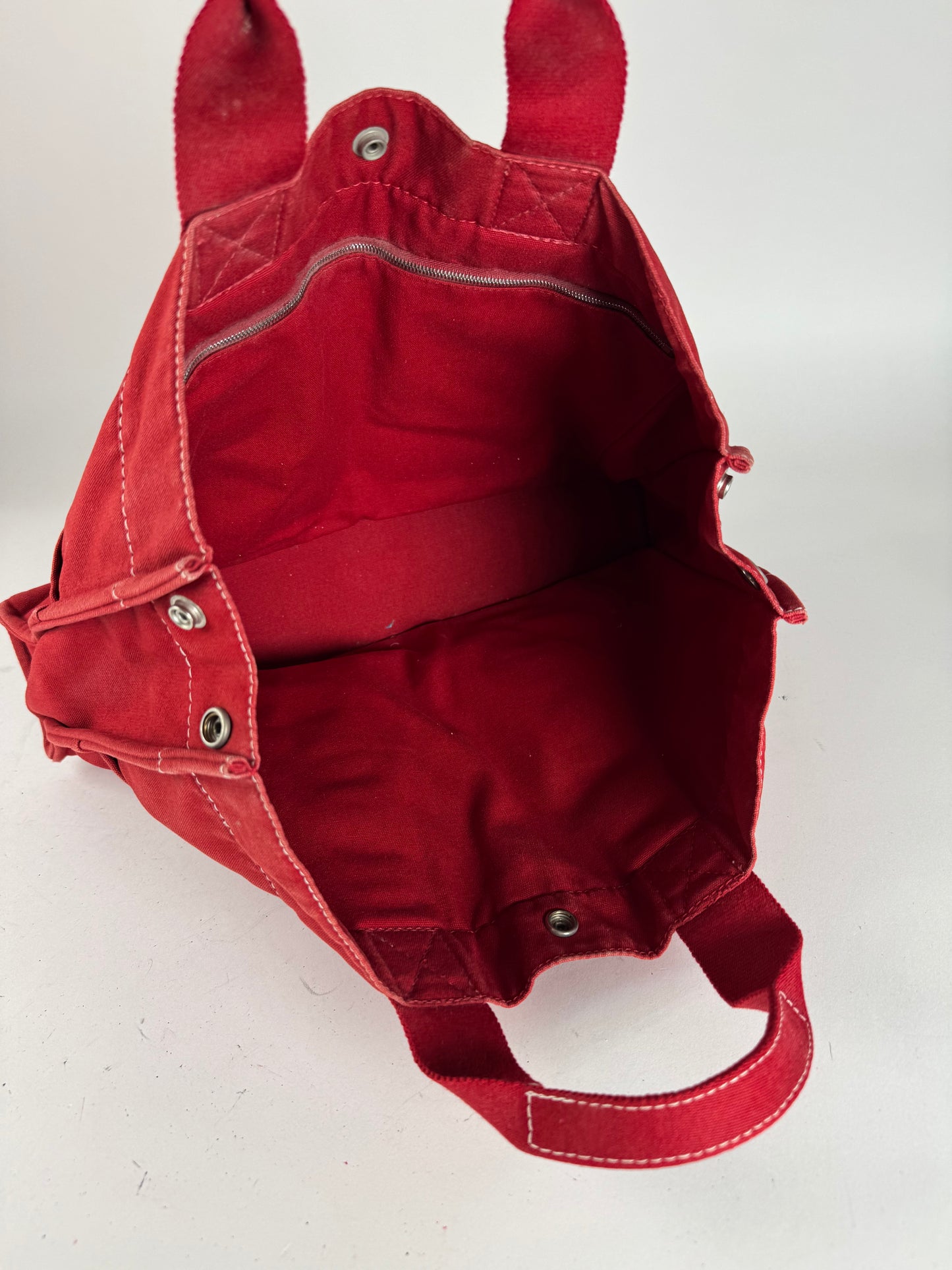 Vintage Hermes Canvas Tote Bag Red