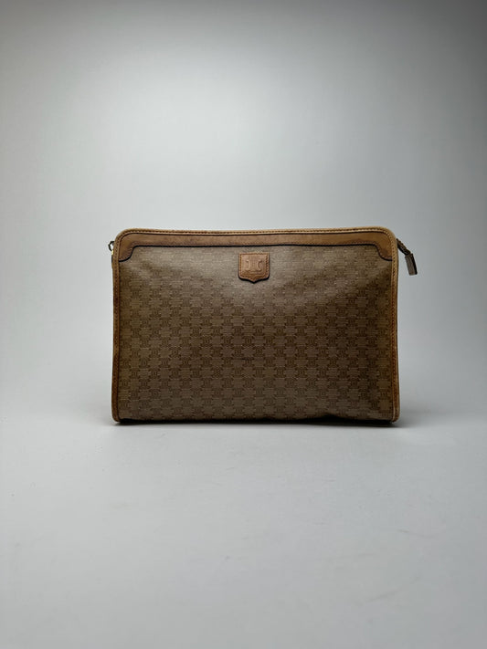 Pochette vintage Céline Paris Triomphe Monogram Beige Marron