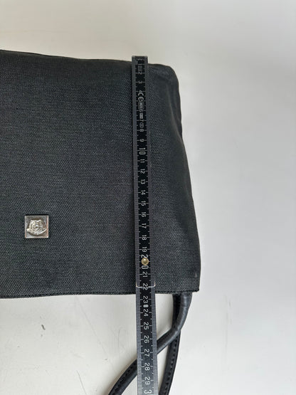Vintage Gianni Versace Fabric Shoulder Bag Black Silver