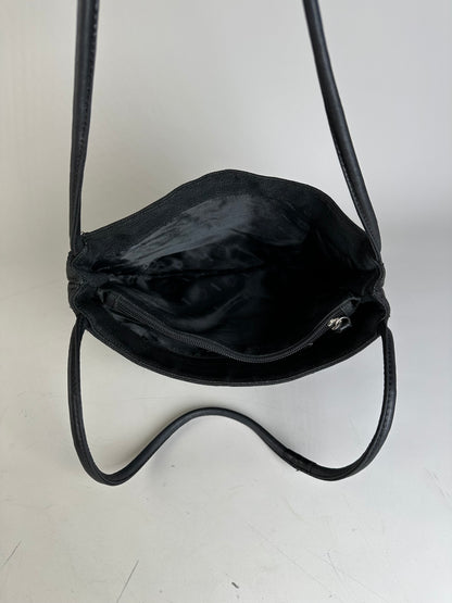 Vintage Gianni Versace Fabric Shoulder Bag Black Silver