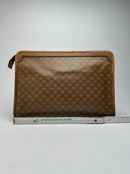 Pochette vintage Céline Paris Triomphe Monogram Beige Marron