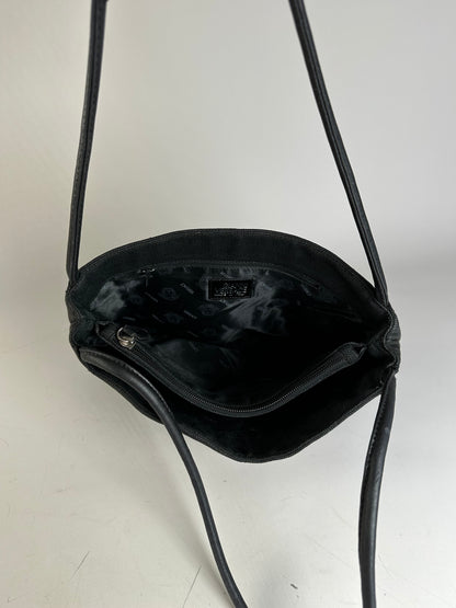 Vintage Gianni Versace Fabric Shoulder Bag Black Silver