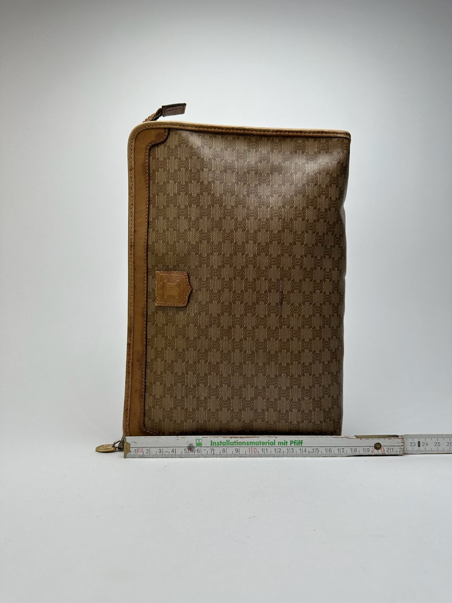 Pochette vintage Céline Paris Triomphe Monogram Beige Marron