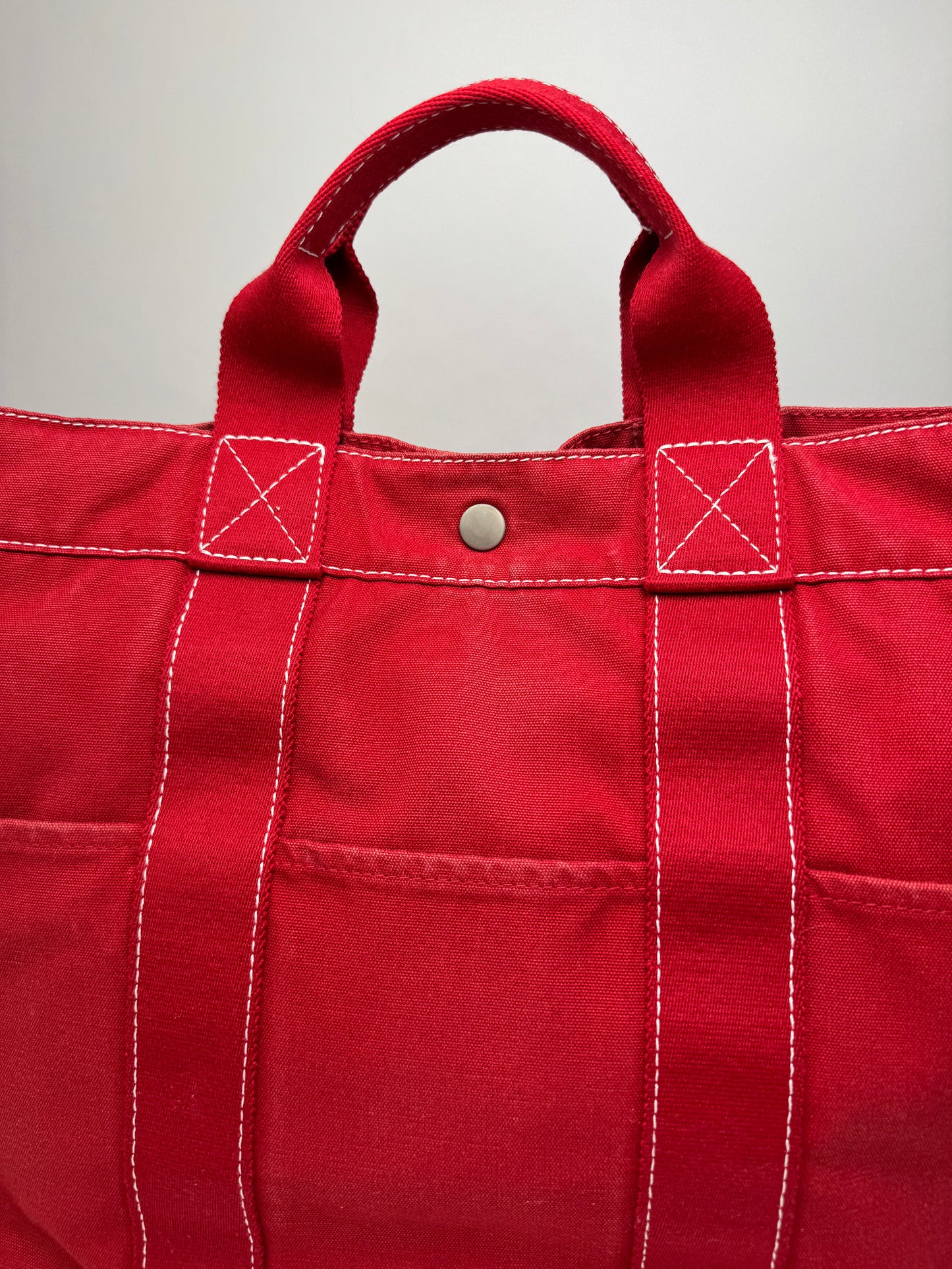 Vintage Hermes Canvas Tote Bag Red