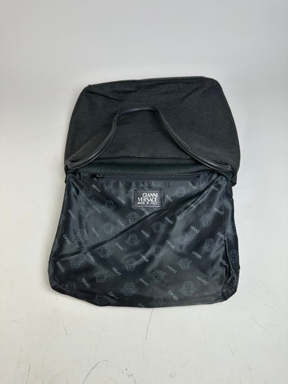 Vintage Gianni Versace Fabric Shoulder Bag Black Silver