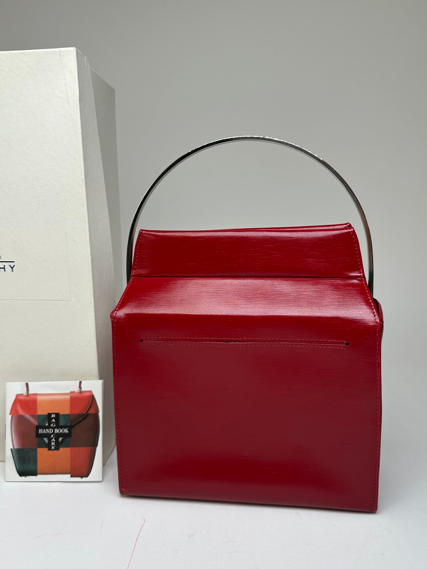 Vintage Givenchy Textured Leather Top Handle Handbag Red