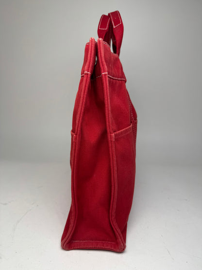Vintage Hermes Canvas Tote Bag Red