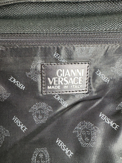 Vintage Gianni Versace Fabric Shoulder Bag Black Silver