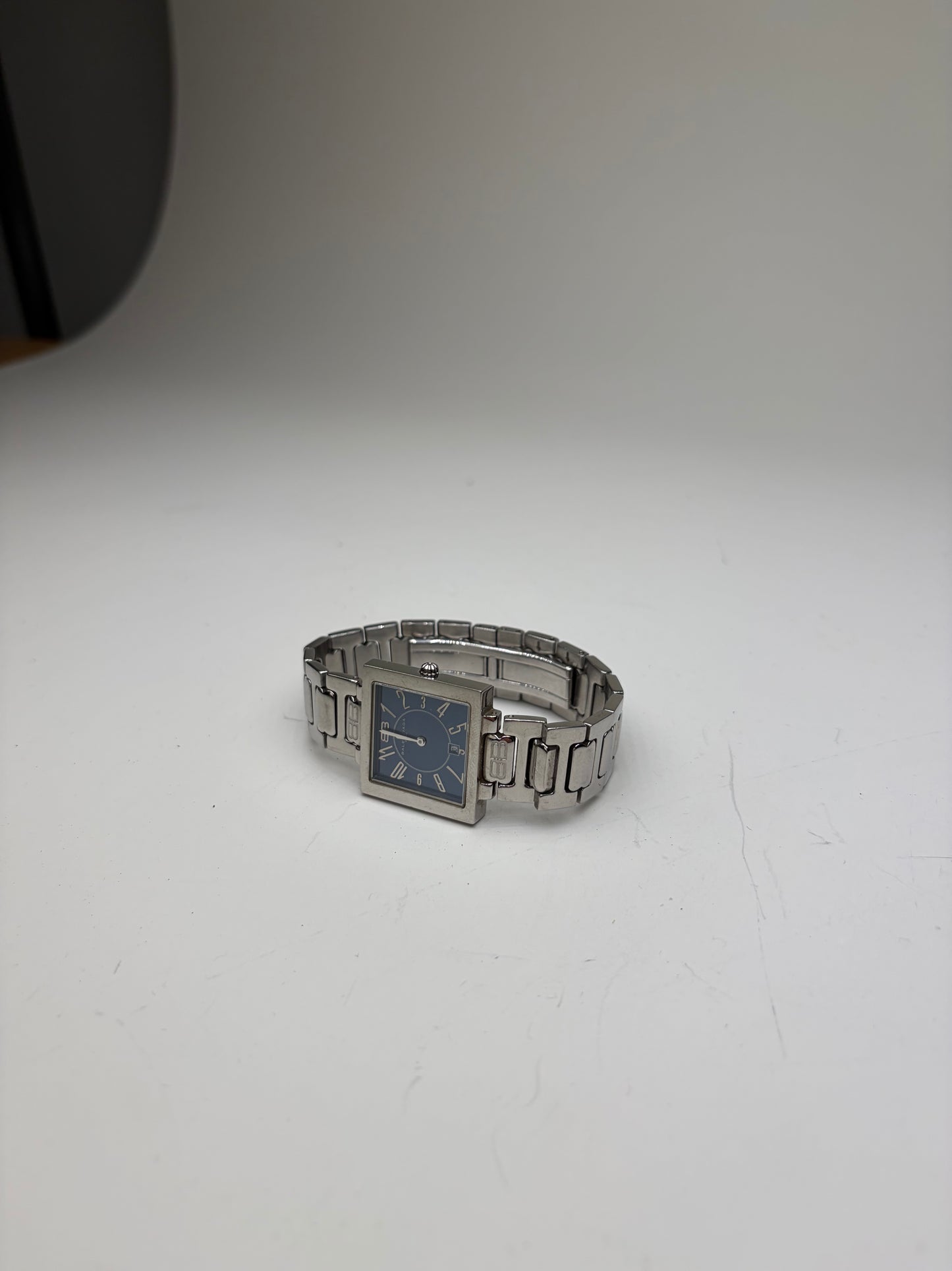 Vintage Balenciaga Stainless Steel Bracelet Watch Silver Blue