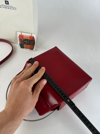 Vintage Givenchy Textured Leather Top Handle Handbag Red