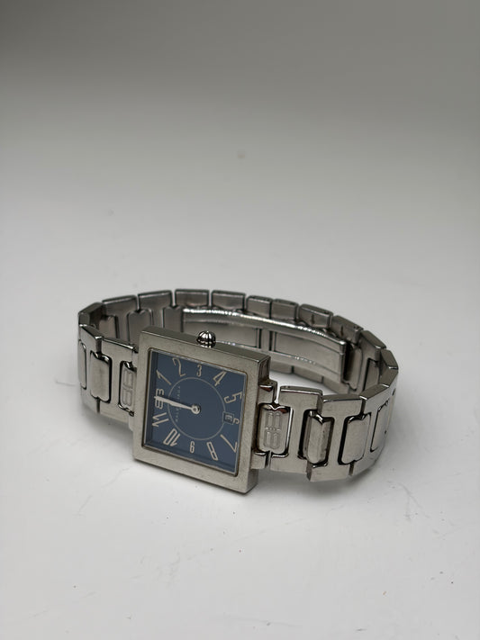 Vintage Balenciaga Stainless Steel Bracelet Watch Silver Blue