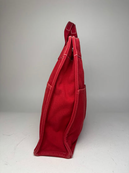 Vintage Hermes Canvas Tote Bag Red