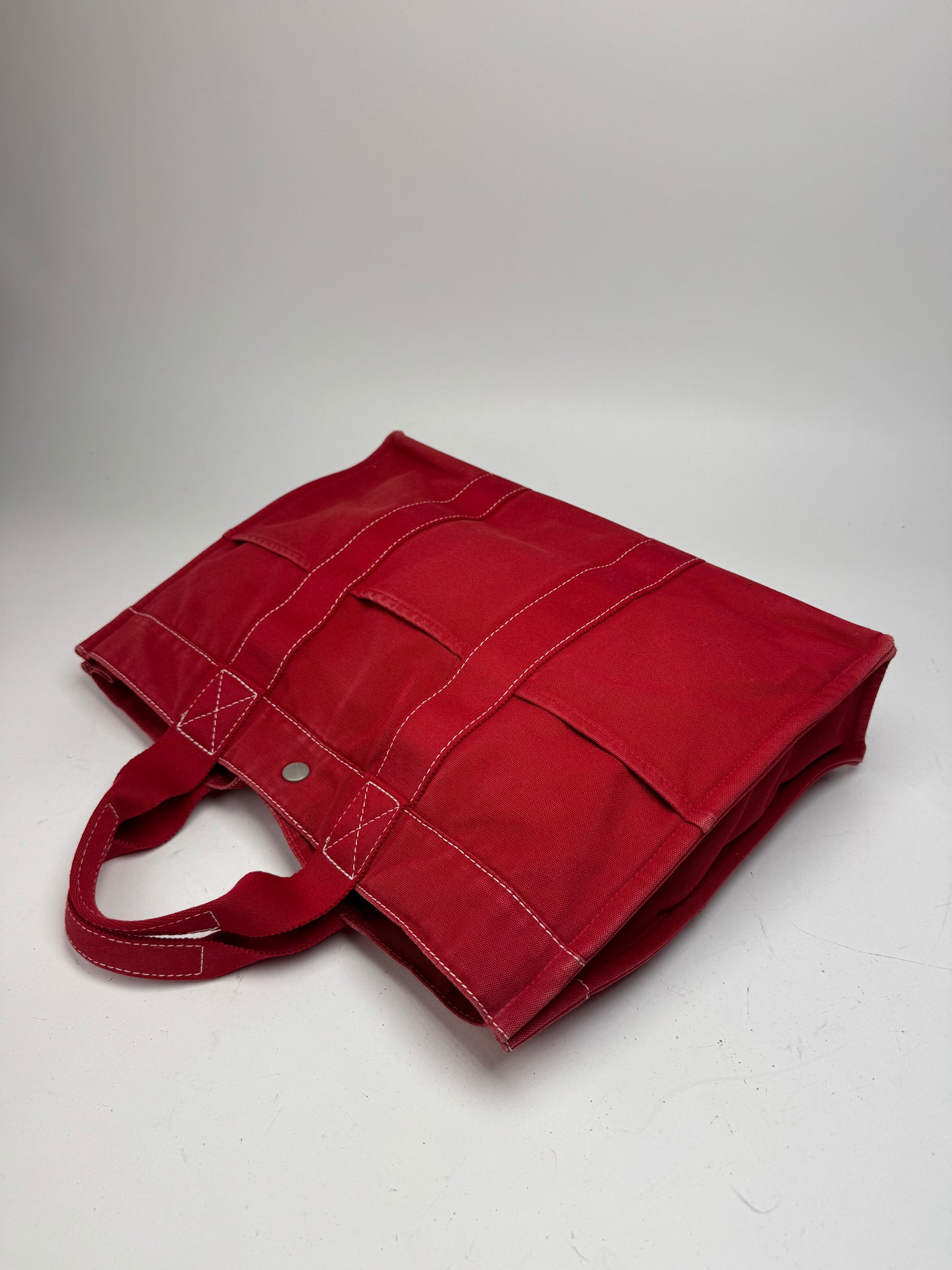Vintage Hermes Canvas Tote Bag Red