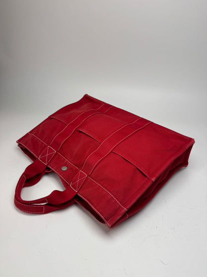 Vintage Hermes Canvas Tote Bag Red