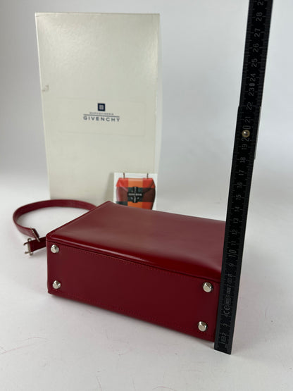 Vintage Givenchy Textured Leather Top Handle Handbag Red