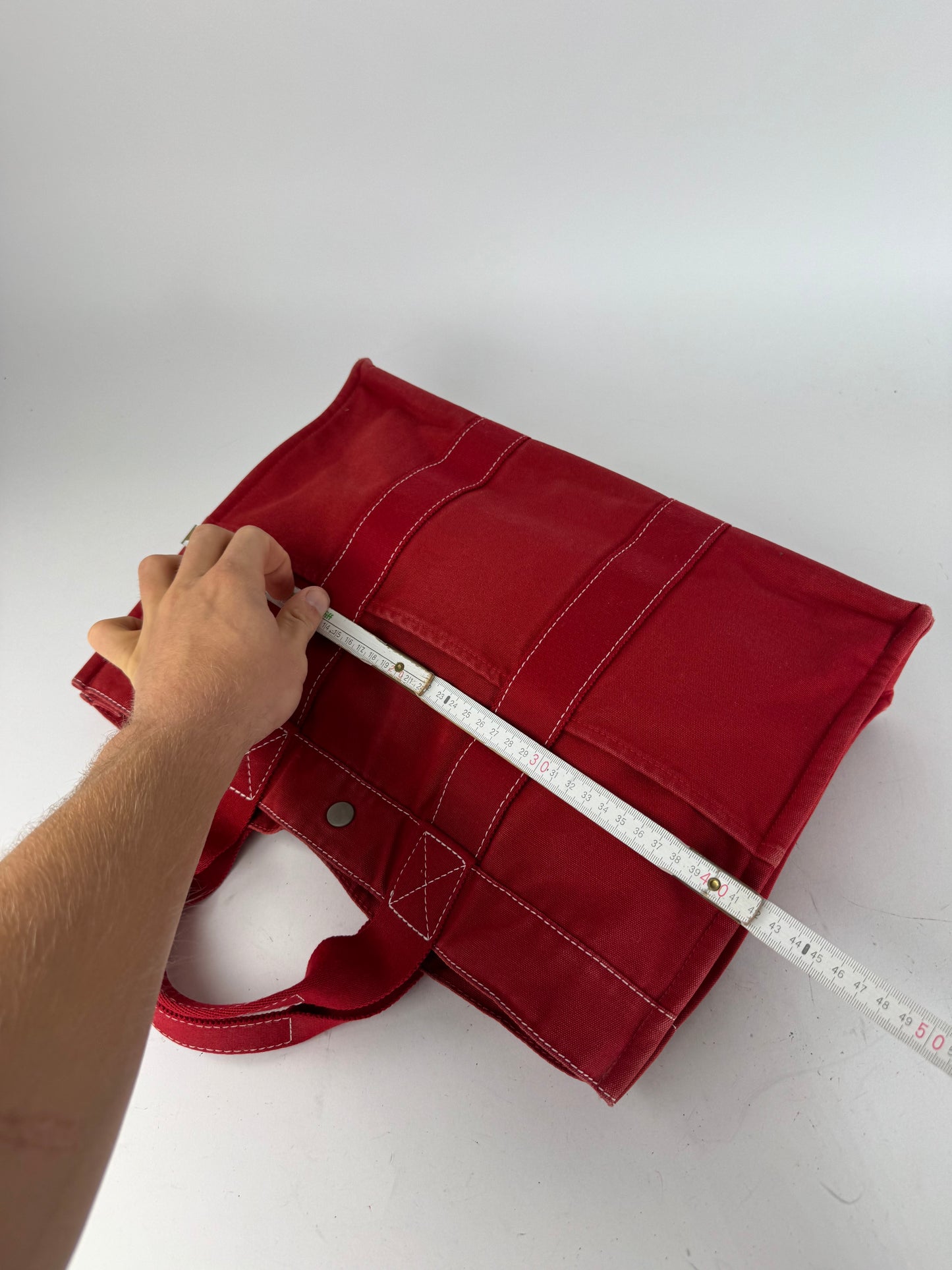 Vintage Hermes Canvas Tote Bag Red