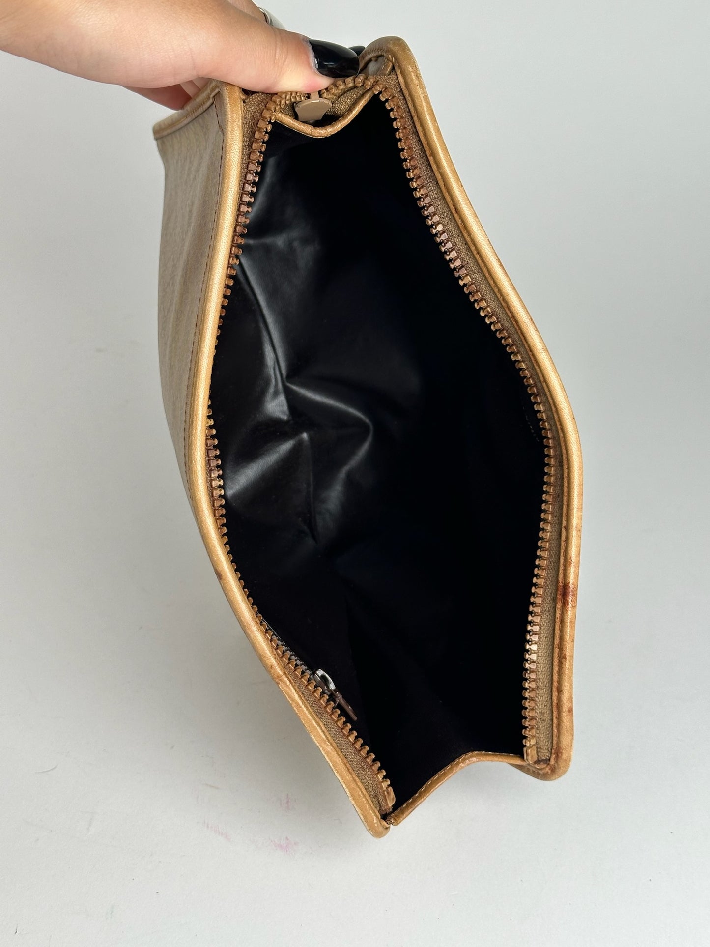 Pochette vintage Céline Paris Triomphe Monogram Beige Marron