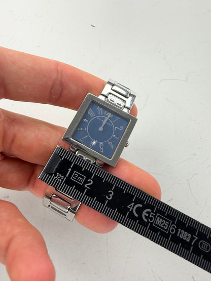 Vintage Balenciaga Stainless Steel Bracelet Watch Silver Blue