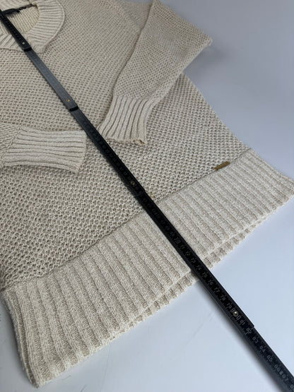 Vintage Burberry Knit Sweater Cream Gold Plate M