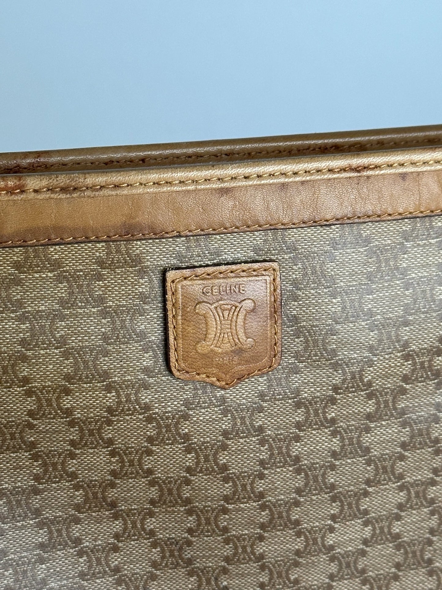 Pochette vintage Céline Paris Triomphe Monogram Beige Marron