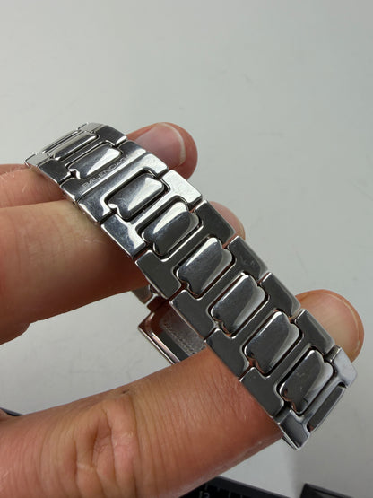 Vintage Balenciaga Stainless Steel Bracelet Watch Silver Blue