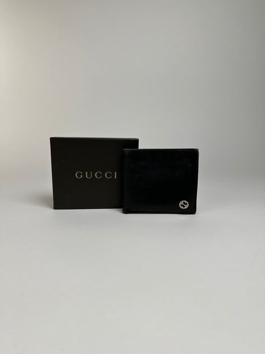 Vintage Gucci Men's Leather Bifold Wallet Early 2000s Black