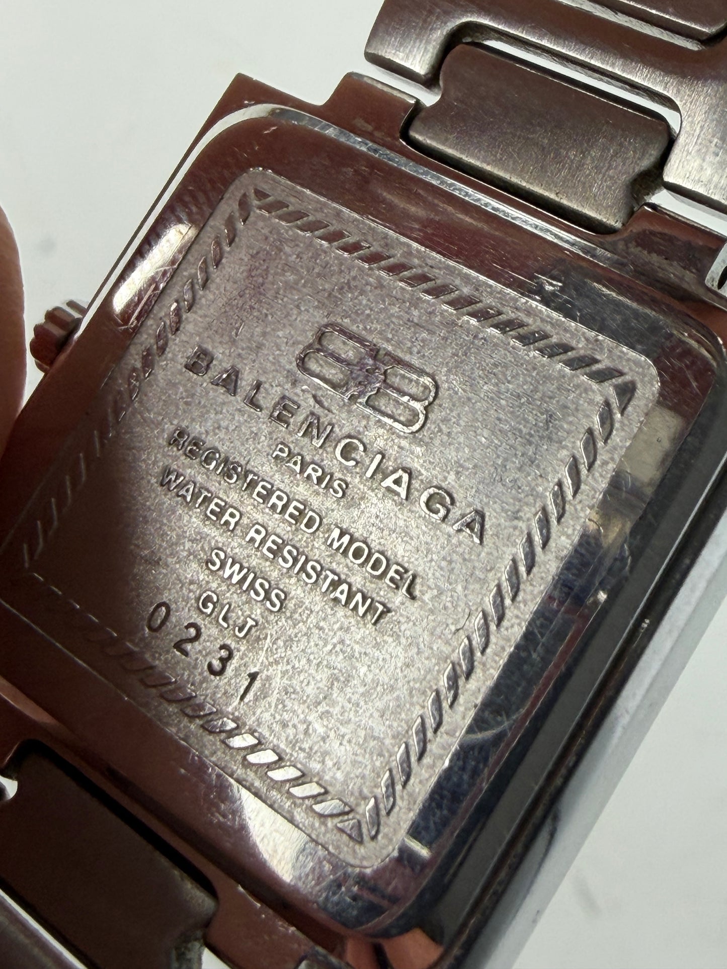 Vintage Balenciaga Stainless Steel Bracelet Watch Silver Blue