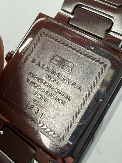 Vintage Balenciaga Stainless Steel Bracelet Watch Silver Blue