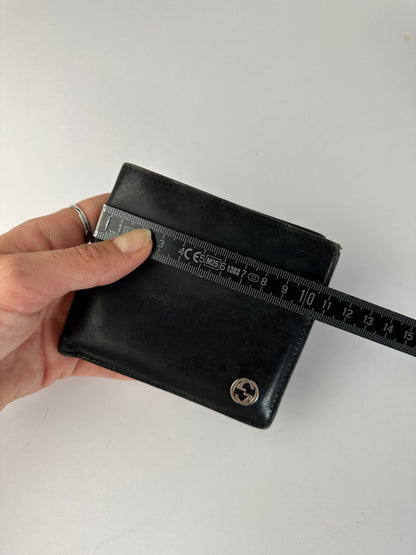 Vintage Gucci Men's Leather Bifold Wallet Early 2000s Black