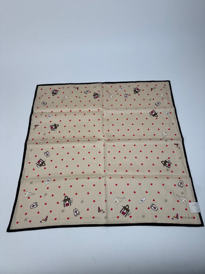 Vintage Celine Scarf Beige heart polkadot