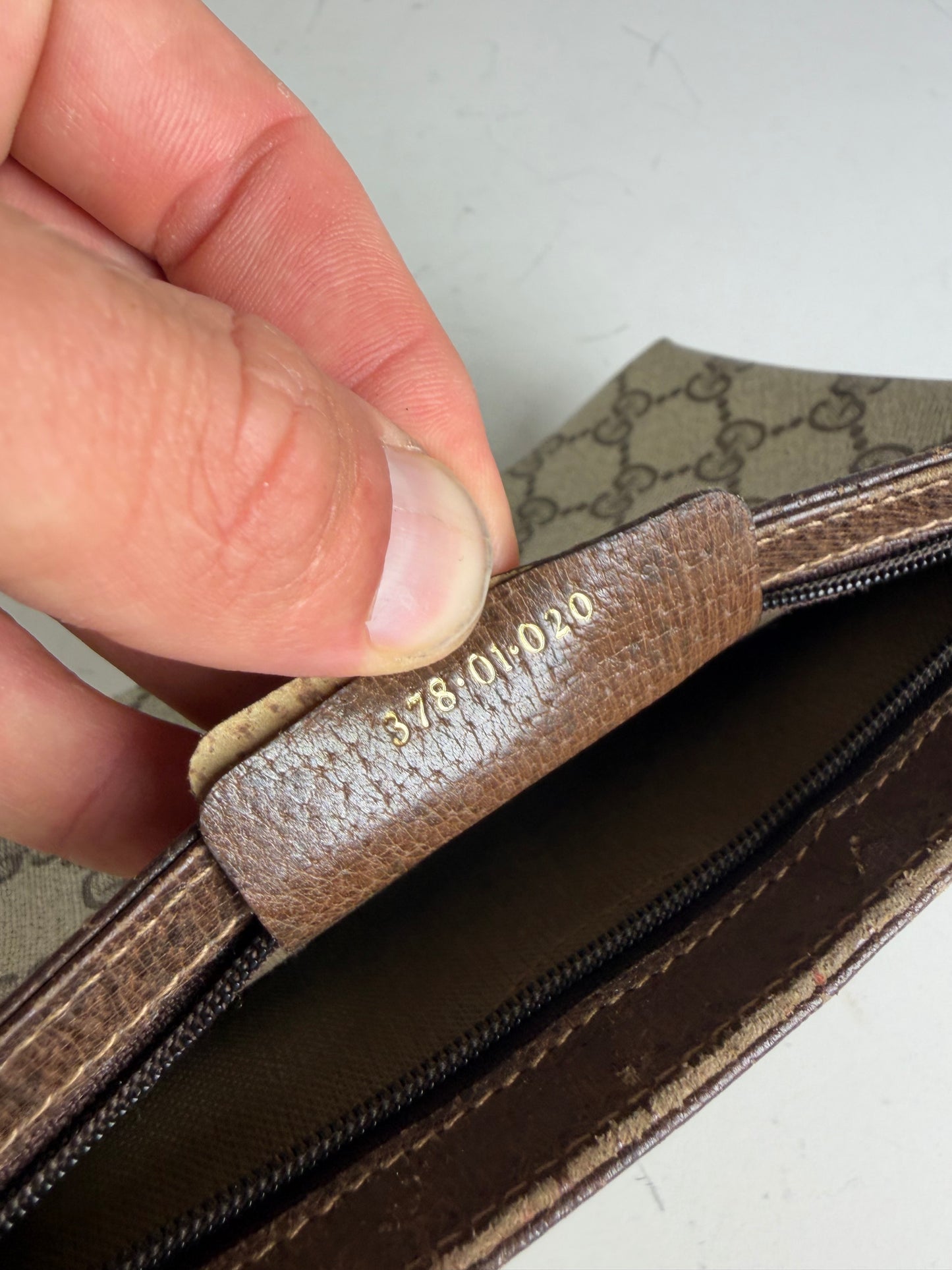 Vintage Gucci GG Supreme Canvas Clutch Bag Beige Brown