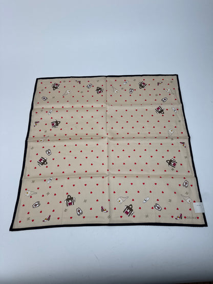 Vintage Celine Scarf Beige heart polkadot
