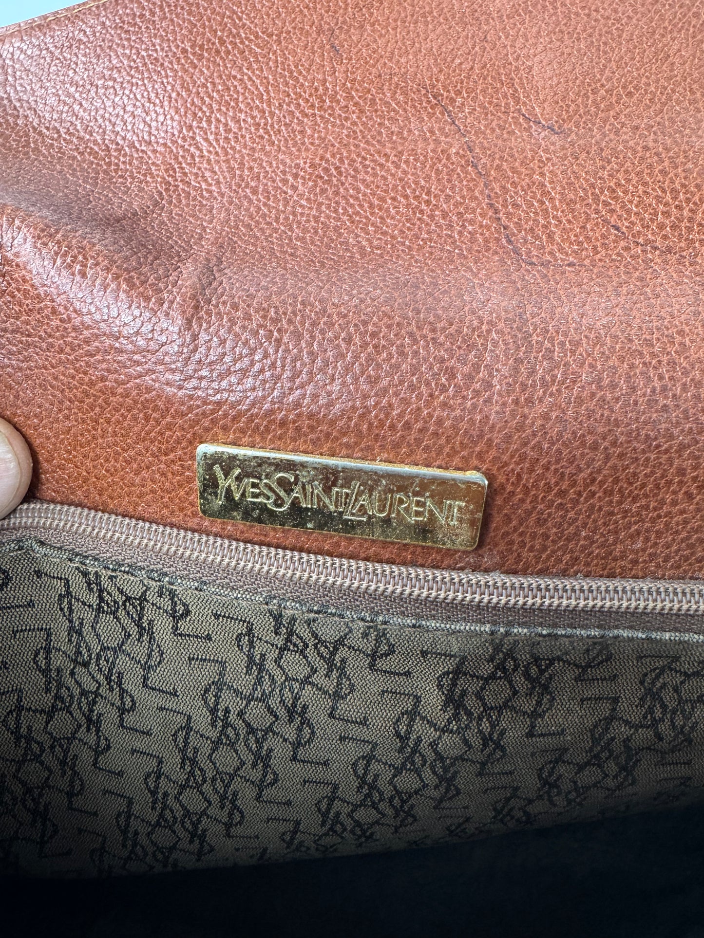 Vintage Yves Saint Laurent Leather Shoulder Bag Brown