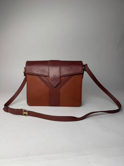 Vintage Yves Saint Laurent Leather Shoulder Bag Brown