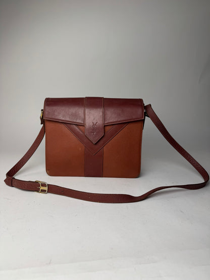 Vintage Yves Saint Laurent Leather Shoulder Bag Brown