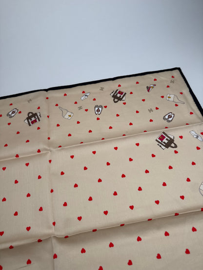 Vintage Celine Scarf Beige heart polkadot