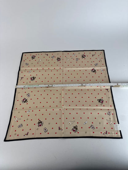 Vintage Celine Scarf Beige heart polkadot