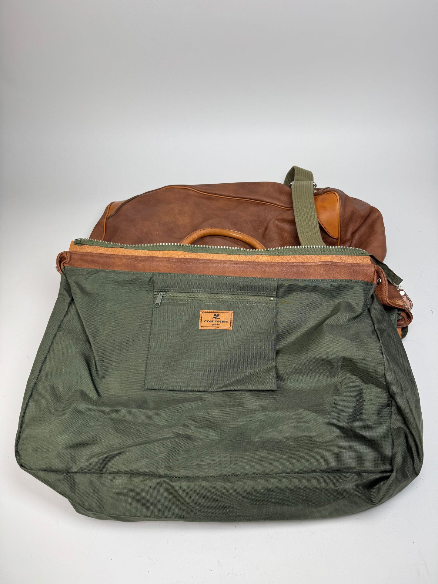 Vintage Courreges Leather Travel Bag Brown