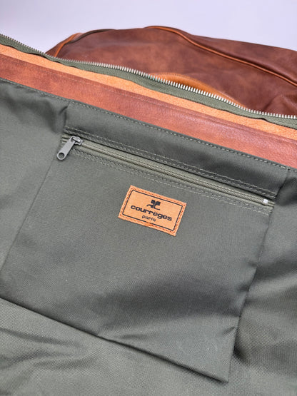 Vintage Courreges Leather Travel Bag Brown