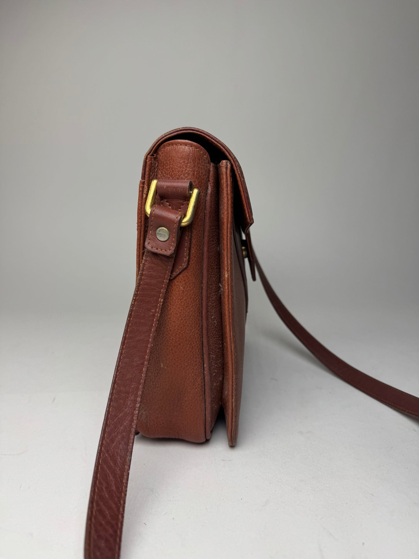 Vintage Yves Saint Laurent Leather Shoulder Bag Brown